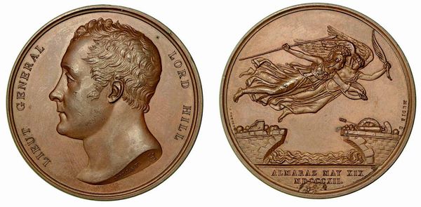 GENERALE LORD HILL E BATTAGLIA DI ALMARAZ. Medaglia in bronzo MDCCCCXII (1812).  - Asta Numismatica - Associazione Nazionale - Case d'Asta italiane