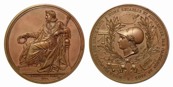 SCUOLA FRANCESE DELLE BELLE ARTI A ROMA. Medaglia in bronzo 1812.  - Asta Numismatica - Associazione Nazionale - Case d'Asta italiane
