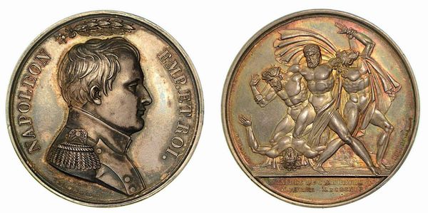 BATTAGLIA DI CHAMPAUBERT. Medaglia in argento 1814, Inghilterra.  - Asta Numismatica - Associazione Nazionale - Case d'Asta italiane