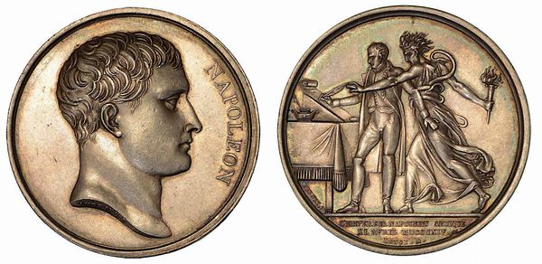 PRIMA ABDICAZIONE DI NAPOLEONE. Medaglia in argento 1814.  - Asta Numismatica - Associazione Nazionale - Case d'Asta italiane