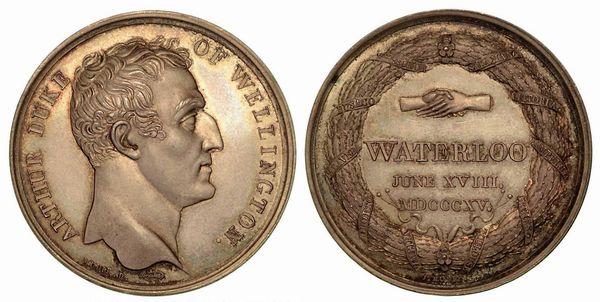 BATTAGLIA DI WATERLOO. Medaglia in argento 1815, Birmingham.  - Asta Numismatica - Associazione Nazionale - Case d'Asta italiane