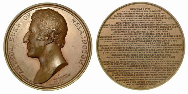ARTHUR WELLESLEY I DUCA DI WELLINGTON (1769-1852). Medaglia in bronzo 1819.  - Asta Numismatica - Associazione Nazionale - Case d'Asta italiane