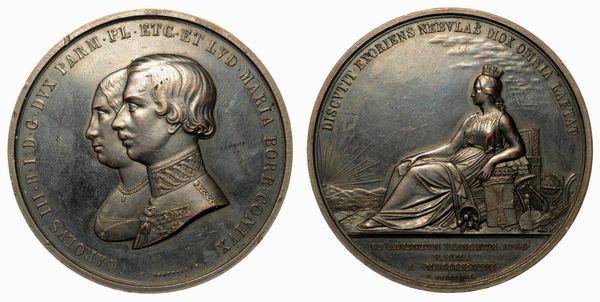 PARMA. INGRESSO DI CARLO III DI BORBONE, 1849-1854. Medaglia in bronzo 1849.  - Asta Numismatica - Associazione Nazionale - Case d'Asta italiane
