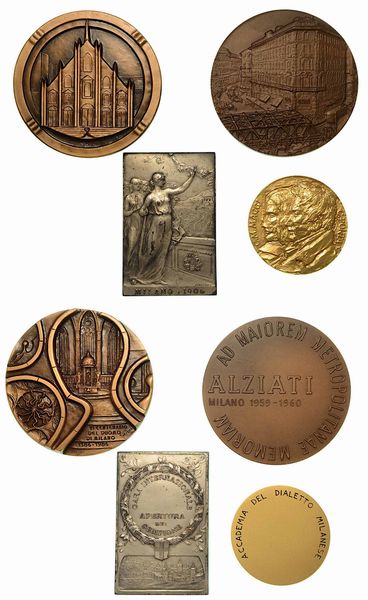 MILANO. Lotto di quattro medaglie (una in argento 950 e tre in bronzo).  - Asta Numismatica - Associazione Nazionale - Case d'Asta italiane