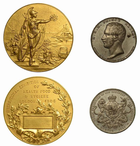 GRAN BRETAGNA. Lotto di due medaglie (una in bronzo dorato e una in metallo bianco).  - Asta Numismatica - Associazione Nazionale - Case d'Asta italiane