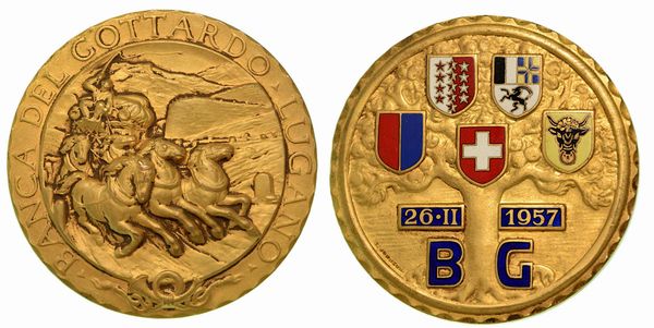 SVIZZERA. Banca del Gottardo, Lugano. Medaglia in bronzo 26/02/1957.  - Asta Numismatica - Associazione Nazionale - Case d'Asta italiane