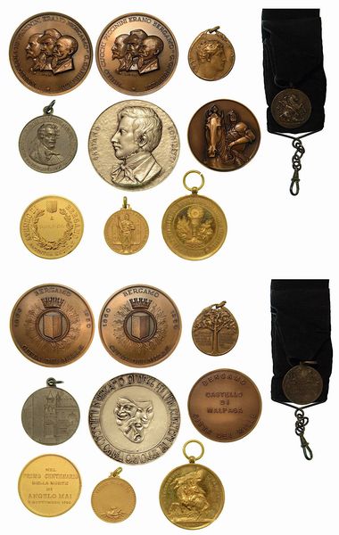 BERGAMO. Lotto di dieci medaglie di Bergamo del 1900 di argomenti vari.  - Asta Numismatica - Associazione Nazionale - Case d'Asta italiane