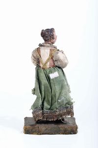 Giovinetta con codino e abito verde. Napoli XIX secolo  - Asta Presepe | Cambi Time - Associazione Nazionale - Case d'Asta italiane