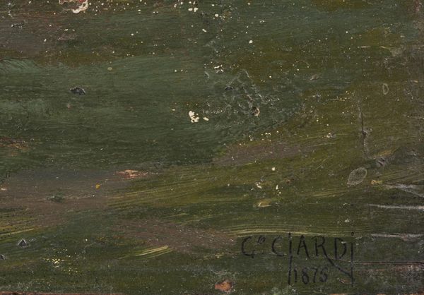 CIARDI GUGLIELMO (1842 - 1917) : Paesaggio con casale.  - Asta Asta 339  Arte antica e del XIX secolo (online) - Associazione Nazionale - Case d'Asta italiane