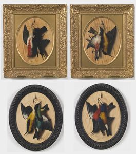 MEUCCI MICHELANGELO (1840 - 1909) - Gruppo di quattro nature morte raffiguranti cacciagioni.