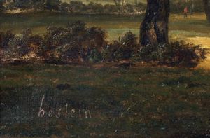 HOSTEIN EDOUARD (1804 - 1889) : Paesaggio con soldati.  - Asta Asta 339  Arte antica e del XIX secolo (online) - Associazione Nazionale - Case d'Asta italiane