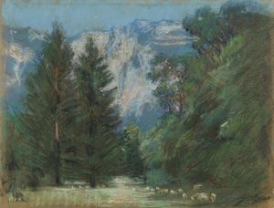 BOSIO GIANBATTISTA (1873 - 1946) - Paesaggio di montagna.