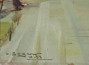 SOGARO OSCAR (1888 - 1967) : Paesaggio con personaggi.  - Asta Asta 339  Arte antica e del XIX secolo (online) - Associazione Nazionale - Case d'Asta italiane