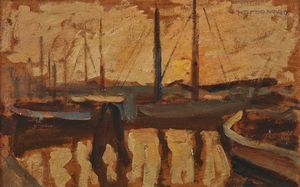 NOVATI MARCO (1895 - 1975) - Paesaggio marino all'alba.