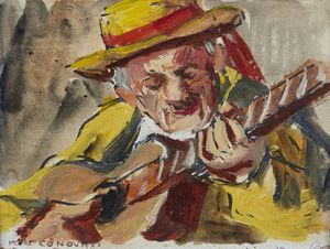 NOVATI MARCO (1895 - 1975) : Suonatore di chitarra.  - Asta Asta 339  Arte antica e del XIX secolo (online) - Associazione Nazionale - Case d'Asta italiane