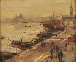 MORI NENO (1899 - 1968) - Paesaggio veneziano.