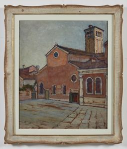 VILLA RINO (1904 - 1994) : Paesaggio con chiesa.  - Asta Asta 339  Arte antica e del XIX secolo (online) - Associazione Nazionale - Case d'Asta italiane