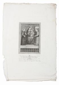 INCISORE DEL XIX SECOLO - Vero ritratto di Maria SS. delle Carceri che si venera nella città di Prato.