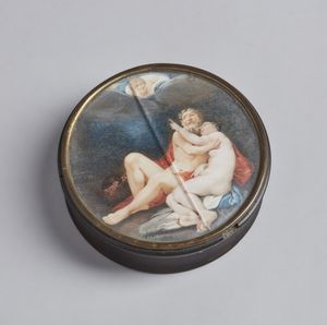 MANIFATTURA ITALIANA DELLA FINE DEL XVIII SECOLO - Tabacchiera con miniatura forse raffigurante Giove e Semele, firmata e datata 1799.