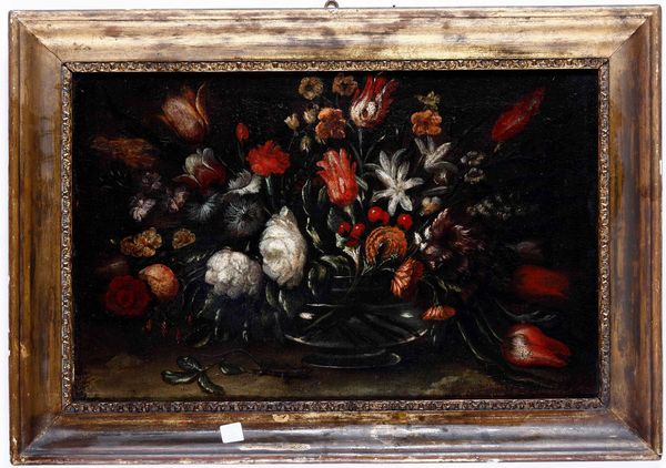 Scuola del XVIII secolo Nature morte con fiori e frutti  - Asta Dipinti Antichi | Cambi Time - Associazione Nazionale - Case d'Asta italiane