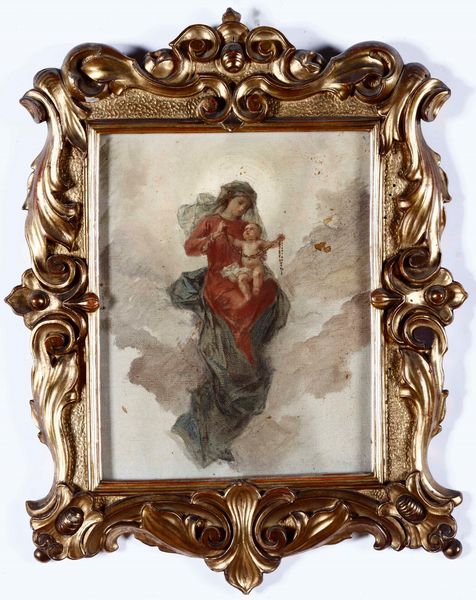 Scuola del XIX secolo Madonna del rosario  - Asta Dipinti Antichi | Cambi Time - Associazione Nazionale - Case d'Asta italiane