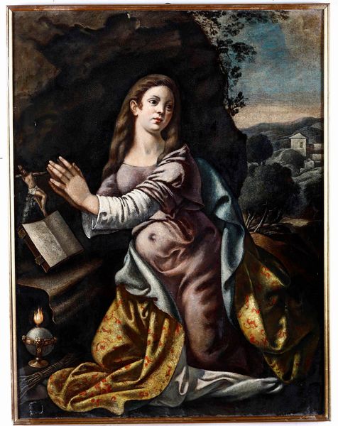 Scuola del XVII secolo Maddalena in contemplazione  - Asta Dipinti Antichi | Cambi Time - Associazione Nazionale - Case d'Asta italiane