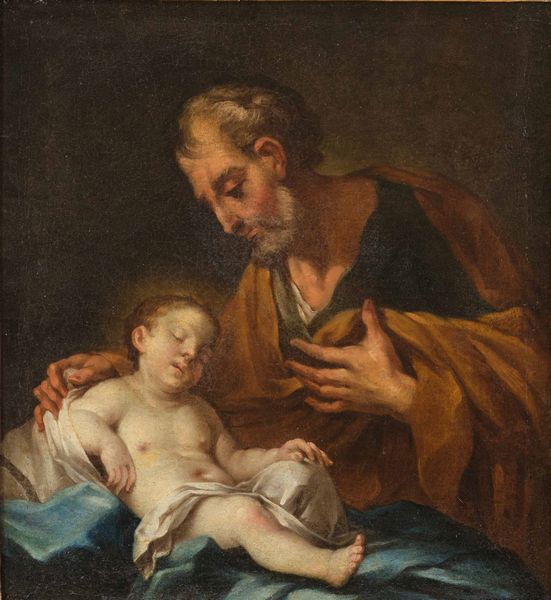 Scuola del XVII secolo San Giuseppe con il Bambino  - Asta Dipinti Antichi | Cambi Time - Associazione Nazionale - Case d'Asta italiane