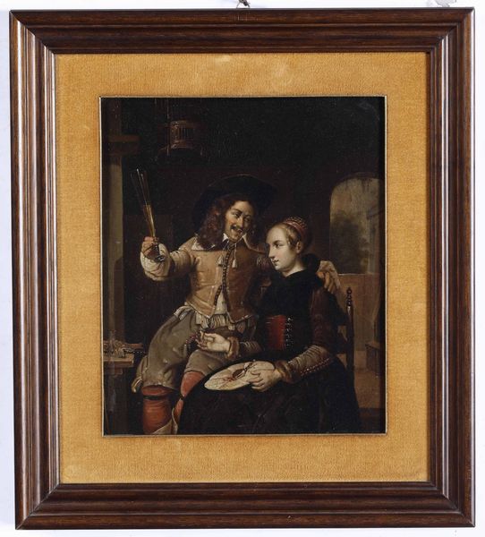 Rembrandt van rijn (1606-1669), copia da copia da L'allegra coppia  - Asta Dipinti Antichi | Cambi Time - Associazione Nazionale - Case d'Asta italiane