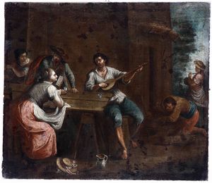 Scuola del XVIII secolo Scena di genere  - Asta Dipinti Antichi | Cambi Time - Associazione Nazionale - Case d'Asta italiane