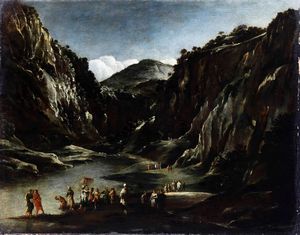 Scuola del XVIII secolo Paesaggio con figure  - Asta Dipinti Antichi | Cambi Time - Associazione Nazionale - Case d'Asta italiane