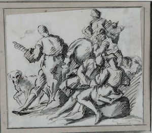 Scuola italiana del XVIII secolo Figure di cacciatori con cane  - Asta Dipinti Antichi | Cambi Time - Associazione Nazionale - Case d'Asta italiane