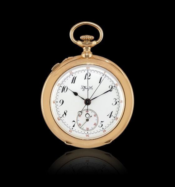 Orologio da tasca a remontoir Tiffany in oro con cronografo rattrappante, periodo 1900 circa  - Asta Orologi - Associazione Nazionale - Case d'Asta italiane