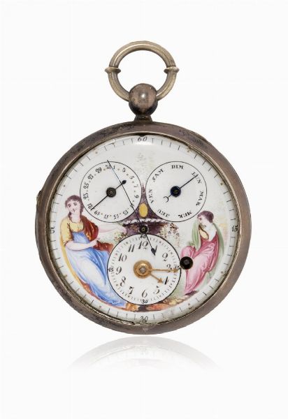 Orologio da tasca svizzero a chiavetta con calendari, firmato Mermillon, periodo 1800 circa  - Asta Orologi - Associazione Nazionale - Case d'Asta italiane