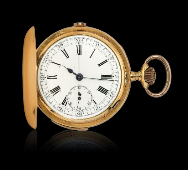 Orologio da tasca savonette con ripetizione a minuti e cronografo, periodo 1890  - Asta Orologi - Associazione Nazionale - Case d'Asta italiane