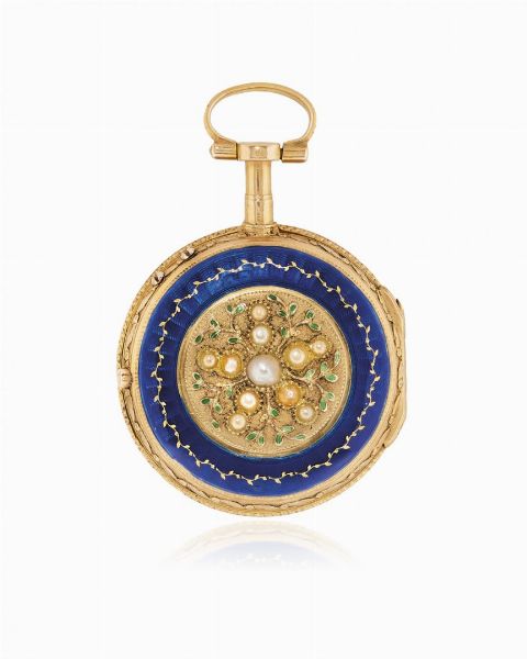 Orologio da tasca francese a chiavetta con smalto, firmato Romilly, periodo 1780 circa  - Asta Orologi - Associazione Nazionale - Case d'Asta italiane