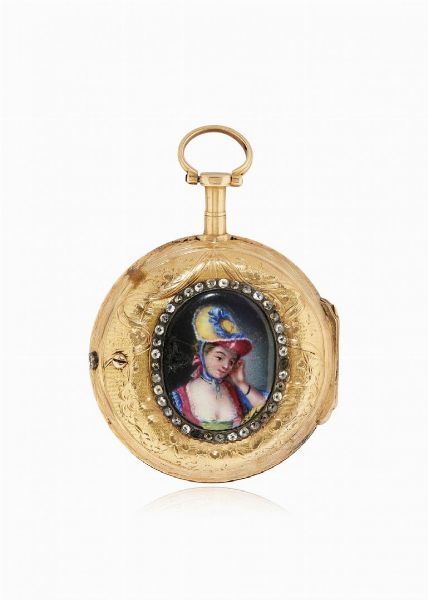 Orologio da tasca svizzero a chiavetta con smalto applicato, firmato Lepine, periodo 1780 circa  - Asta Orologi - Associazione Nazionale - Case d'Asta italiane