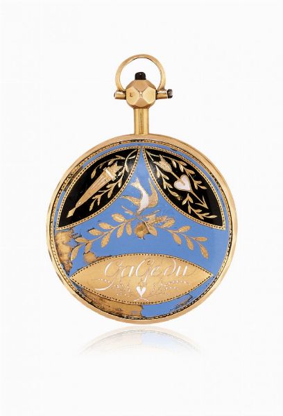 Orologio a pendantif a savonette svizzero con smalti, firmato Moilliet, periodo 1800 circa  - Asta Orologi - Associazione Nazionale - Case d'Asta italiane