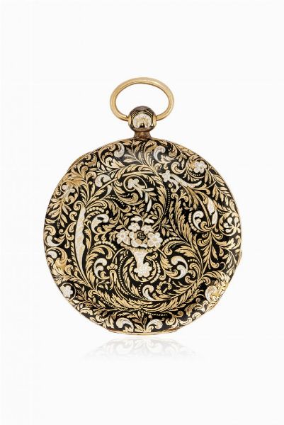Orologio da tasca svizzero a chiavetta con smalti, firmato Duchene, periodo 1840 circa  - Asta Orologi - Associazione Nazionale - Case d'Asta italiane