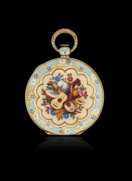 Orologio da tasca a chiavetta con smalti, firmato Leroi, periodo 1820 circa  - Asta Orologi - Associazione Nazionale - Case d'Asta italiane