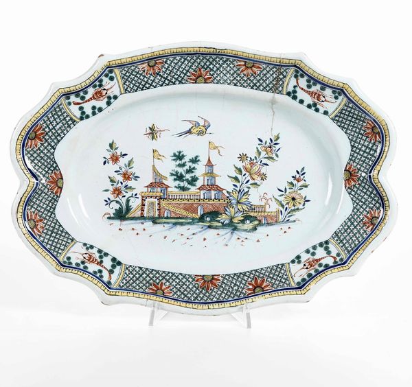 Un piatto ovale. Francia, Manifattura di Rouen, XVIII o XIX secolo  - Asta Ceramiche | Cambi Time - Associazione Nazionale - Case d'Asta italiane