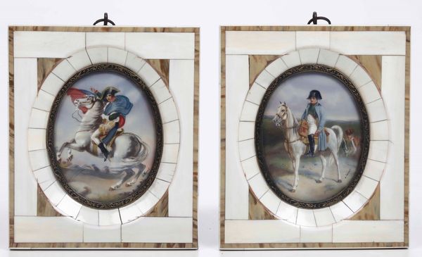 Coppia di miniature. Napoleone a cavallo. In cornice  - Asta Antiquariato | Cambi Time - Associazione Nazionale - Case d'Asta italiane