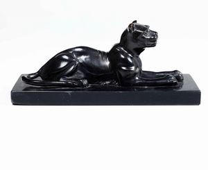 Scultura in bronzo raffigurante pantera. XX secolo  - Asta Antiquariato | Cambi Time - Associazione Nazionale - Case d'Asta italiane