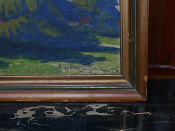 Paesaggio francese 1934  - Asta Arredi e Dipinti dall'antica Fattoria Franceschini, in parte provenienti da Villa I Pitti - Associazione Nazionale - Case d'Asta italiane