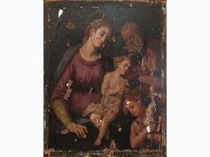 Scuola toscana - Madonna con Bambino, San Giuseppe e San Giovannino