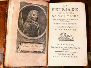 Voltaire : La Henriade  - Asta Arredi e Dipinti dall'antica Fattoria Franceschini, in parte provenienti da Villa I Pitti - Associazione Nazionale - Case d'Asta italiane