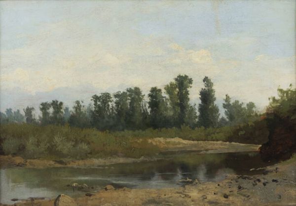 CARLO PIACENZA Torino 1814 - 1887 : Paesaggio lacustre  - Asta Asta 190 Dipinti - Associazione Nazionale - Case d'Asta italiane