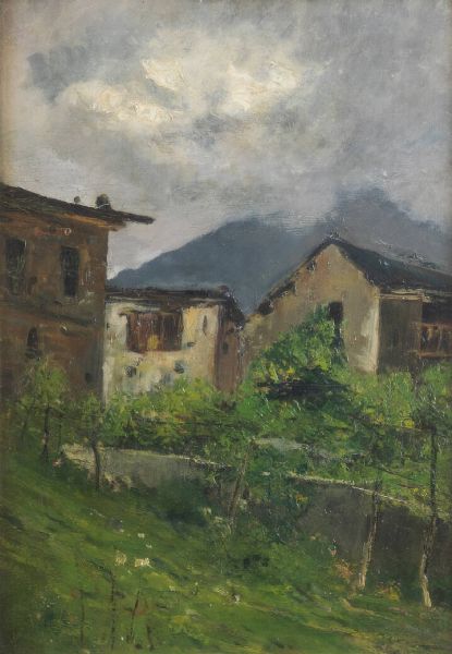 GIUSEPPE AUGUSTO LEVIS Chiomonte (TO) 1873 - 1926 Racconigi (CN) : Baite in montagna  - Asta Asta 190 Dipinti - Associazione Nazionale - Case d'Asta italiane