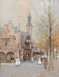 HENRY CASSIERS Antwerp (Belgio) 1858-1944 Ixelles (Belgio) - Veduta di paese