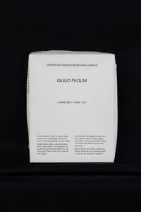 GIULIO PAOLINI Genova 1940 - Giulio Paolini. Sta¨dtisches Museum Mönchengladbach - 3 marz bis 11. April 1977