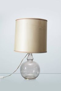 AURELIANO TOSO - Lampada da tavolo in vetro decorato a fasce verticali in vetro colorato. Anni '60 h cm 64
